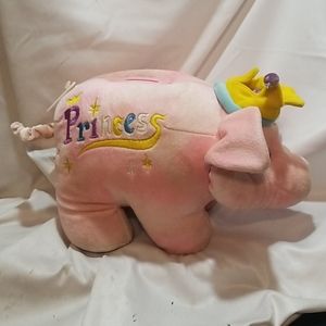 Plush Pink princess piggy bank12 x 7 good conditio